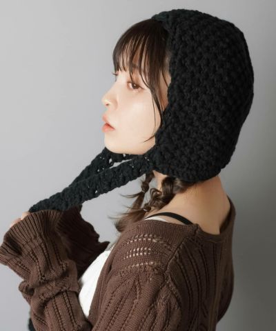 ヒラヒラ フラワーハット お花 フリル 帽子 手編み ニット帽