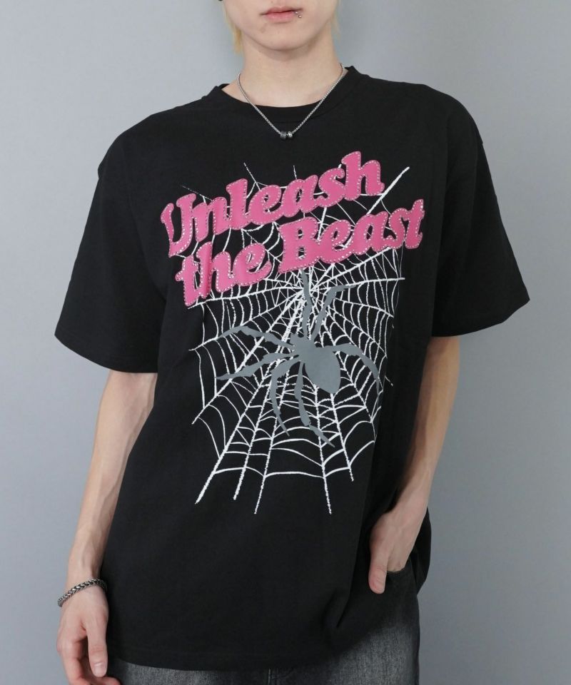 グランジプリントTシャツ/スパイダー/ストーンロゴ | SPINNS WEB