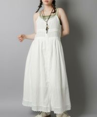 25新作！ナゴンスタンス。ホワイトキャミワンピース 26%OFF】コットンキャミワンピース/フロントボタン/#NEO森ガール