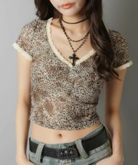 DIO HIGH FASHIONカットソー ヒョウ柄 レオパード 虎 7分袖