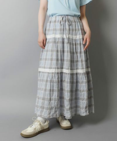 新品 BEAUTY&YOUTH ティアードロングスカート ジャガード織り ティアードロングスカート/チェック柄 #NEO森ガール | SPINNS