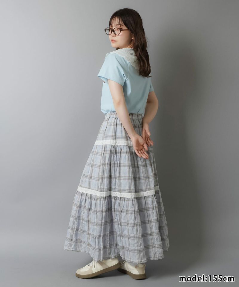 新品 BEAUTY&YOUTH ティアードロングスカート ジャガード織り フリルチュールティアードスカート(ロング・マキシ丈スカート
