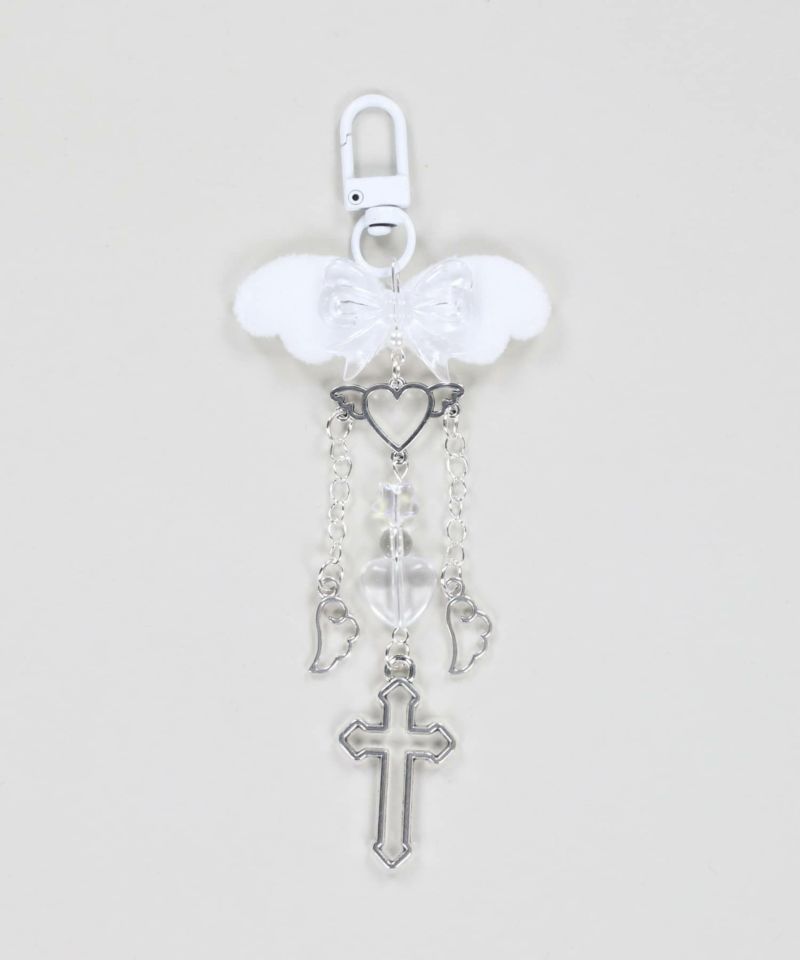 ビーズキーホルダー/ウイングクロス/羽根/#ウィッシュコア＜メール便