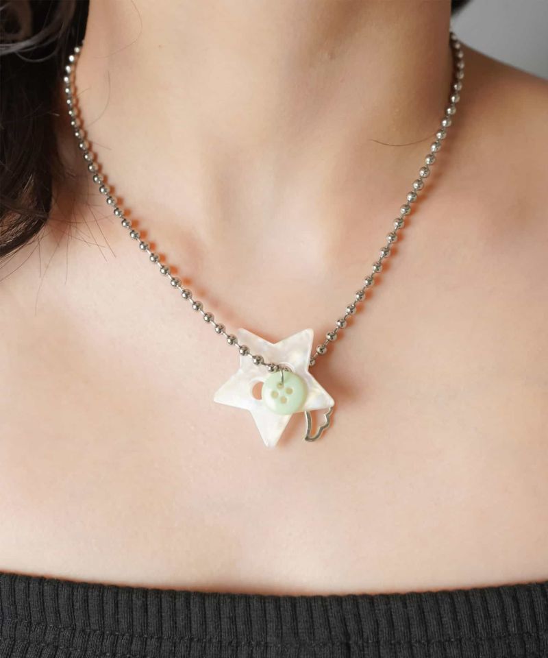 ボタンネックレス/スターウイング/星/羽根/#ウィッシュコア/#NEO森
