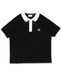 84%OFF】短丈ポロシャツ/エンブレム風ワンポイントロゴ/ショート丈