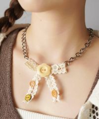 69%OFF】ボタンネックレス/レースリボン/#NEO森ガール＜メール便対応