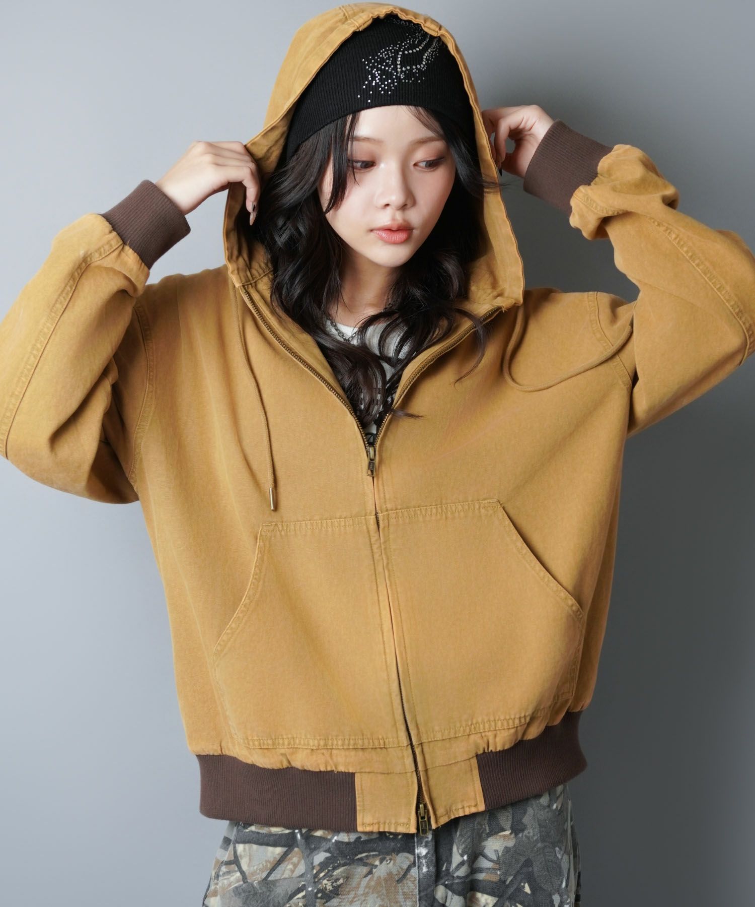 15%OFF】短丈 ダック地 アクティブジャケット/ダブルジップ