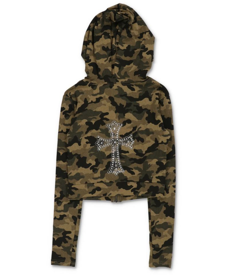 26%OFF】ショート丈薄手ジップパーカー/ストーンクロス/#平成ギャル