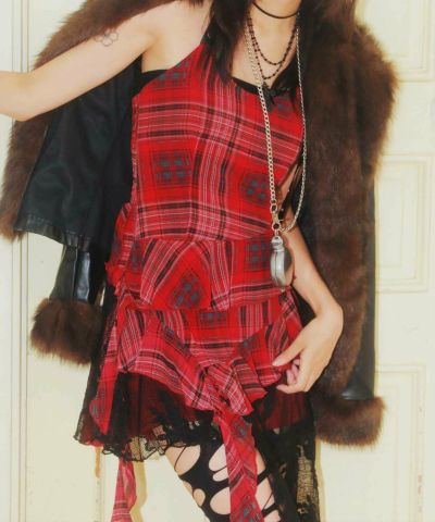 イザベルマラン　ミニワンピース　ブロックチェック　サイズ1　タックデザイン イザベルマラン ミニワンピース ブロックチェック サイズ1