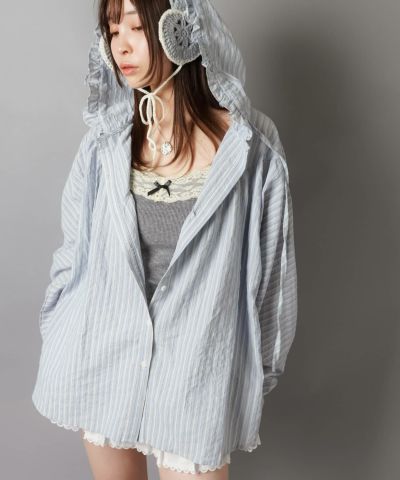 26%OFF】フード付き長袖シャツ/ストライプ | SPINNS WEB STORE
