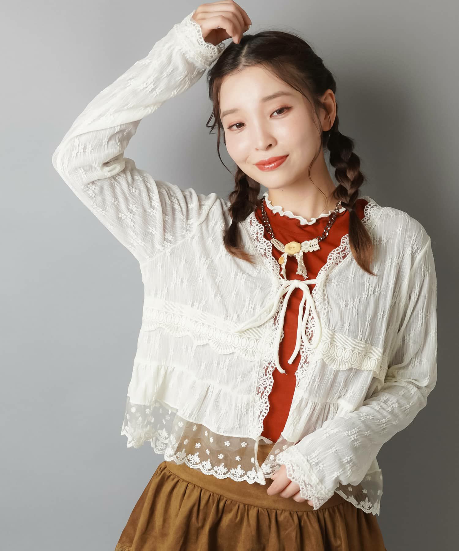 キャミソール レーシービッグリボンキャミ Y2K axes femme レース