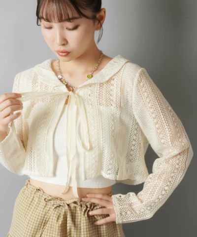 axes femme バックフリルティアードロングカーディガン 森姫　森ガール axes femme バックフリルティアードロングカーディガン 森姫 森