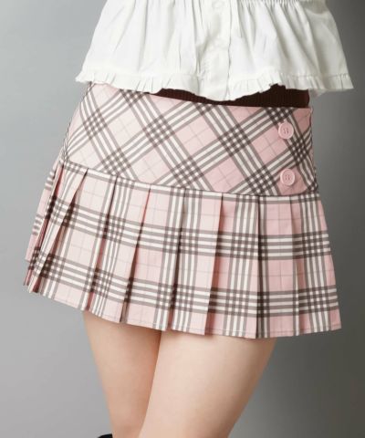 86%OFF】チェック柄プリーツミニスカート/タイト/ローウエスト