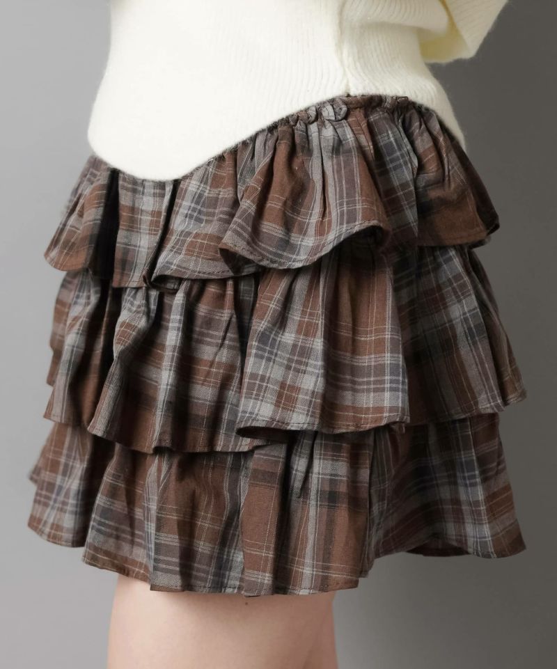 フリルティアードミニスカート/チェック柄 | SPINNS WEB STORE