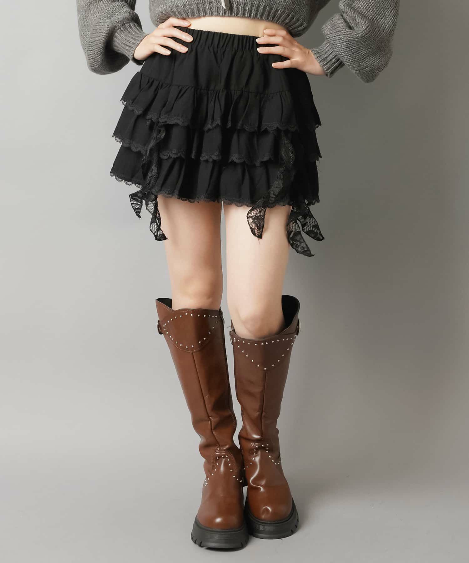 フリルティアードミニスカート/イレヘム/インナーパンツ付き | SPINNS