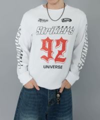 44%OFF】短丈ロングスリーブTシャツ/レーシングロゴ/ロンT/ショート丈