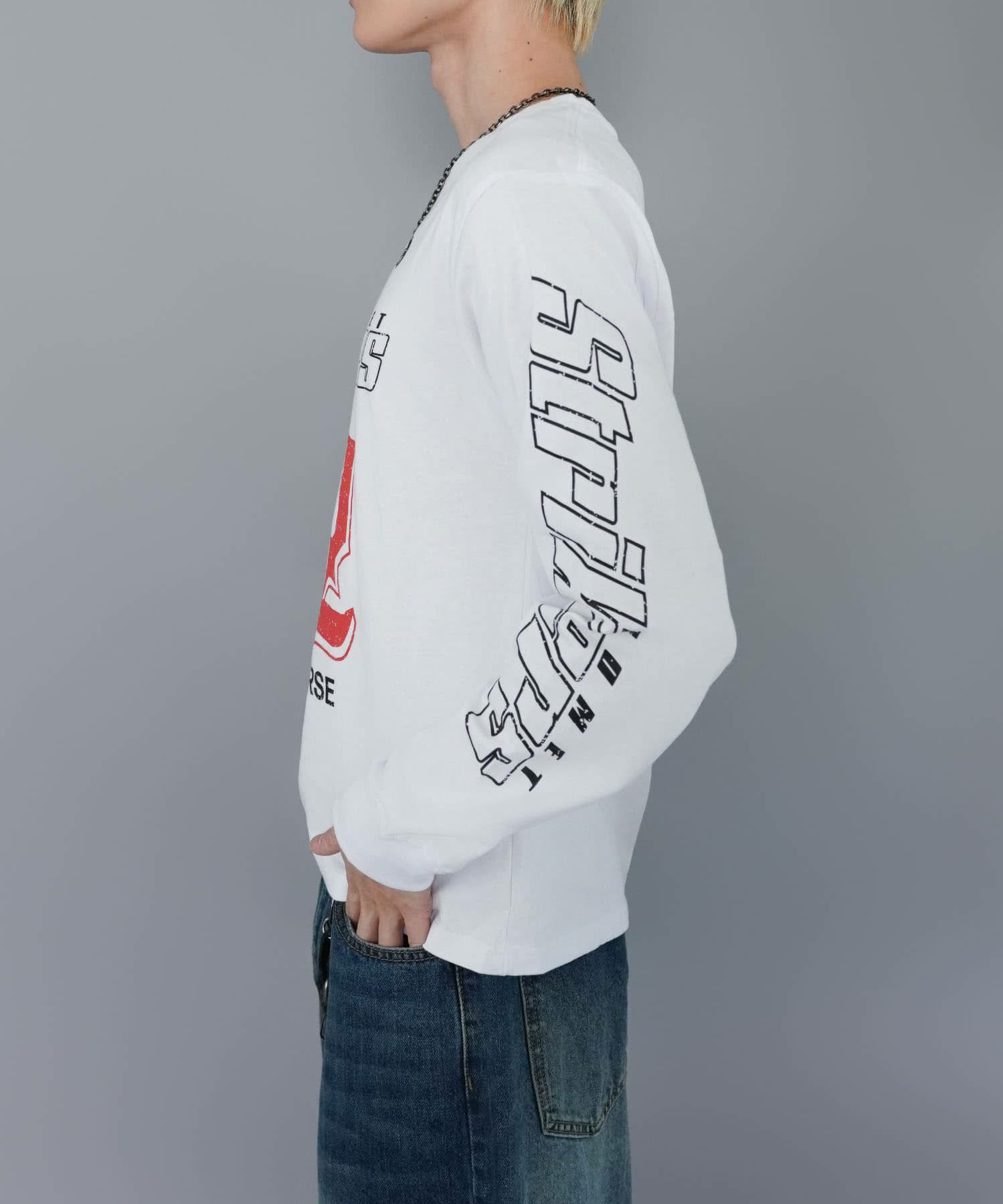 72%OFF】短丈ロングスリーブTシャツ/レーシングロゴ/ロンT/ショート丈