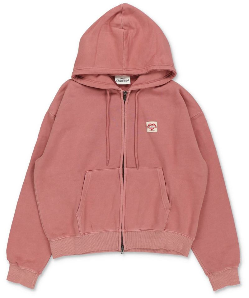 短丈ダブルジップパーカー/ワンポイントハート/リアルツリー/ショート