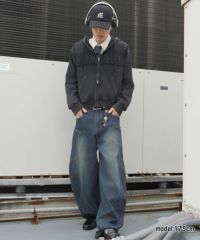 短丈ダブルジップパーカー/パッチワークロゴ/リアルツリー/ショート丈