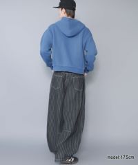 短丈ダブルジップパーカー/パッチワークロゴ/リアルツリー/ショート丈