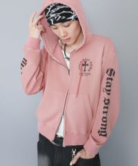 スカジャン ダブルジップ 短丈 SPINNS（スピンズ） パーカー 短丈ダブルジップパーカー/クロスロゴ