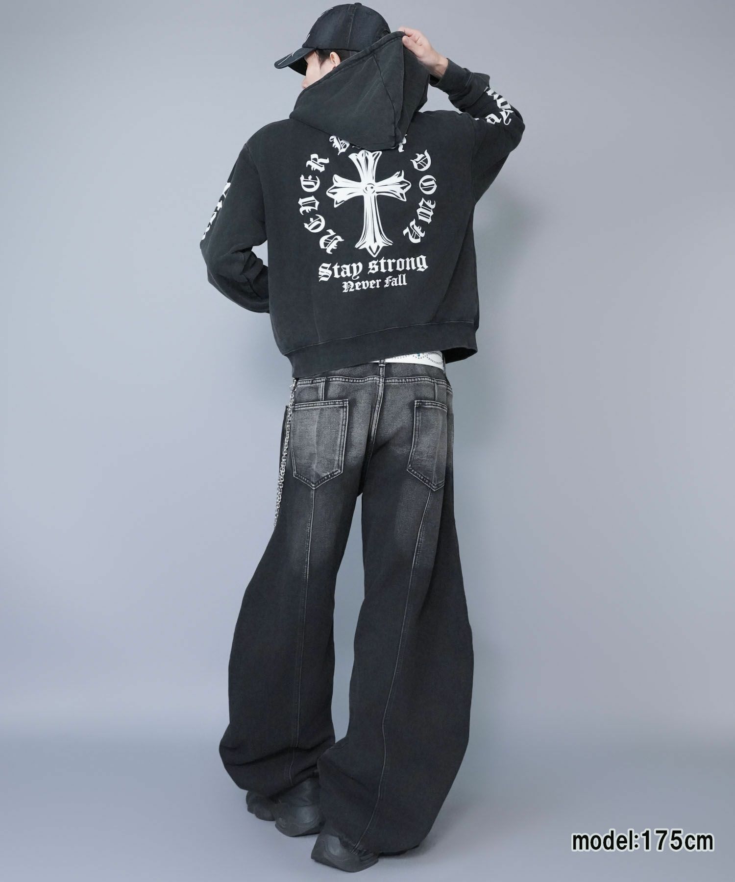 短丈ダブルジップパーカー/クロスロゴ/カモフラージュ/ショート丈