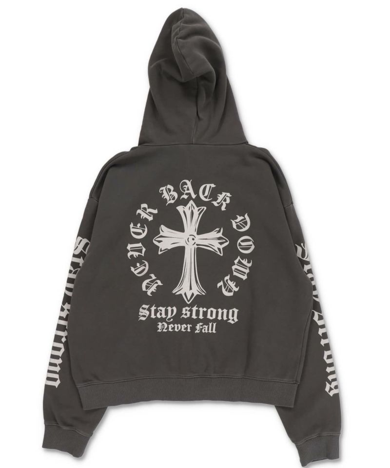 短丈ダブルジップパーカー/クロスロゴ/カモフラージュ/ショート