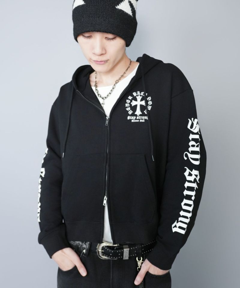 短丈ダブルジップパーカー/クロスロゴ/カモフラージュ/ショート