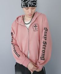 短丈ダブルジップパーカー/クロスロゴ/カモフラージュ/ショート丈