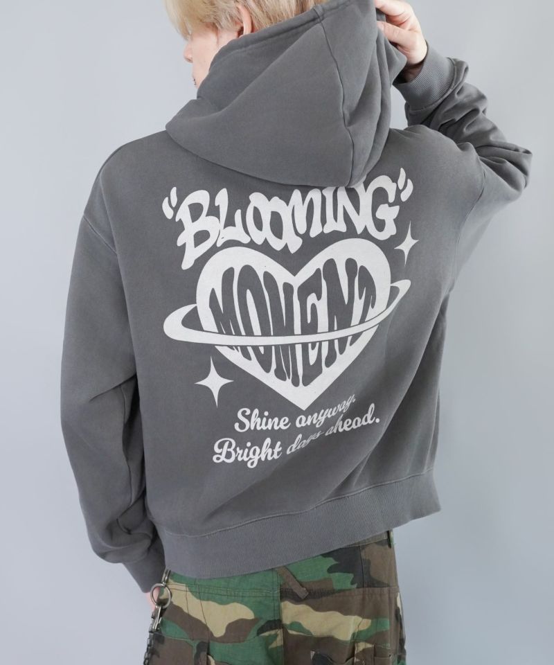 64%OFF】短丈スウェットパーカー/ハート/バックプリント/ワンポイント