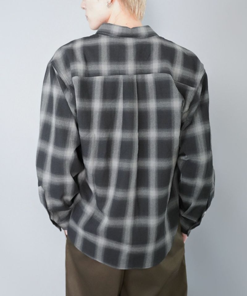 長袖オンブレチェックシャツ/ネルシャツ/秋冬新作/レギュラー丈