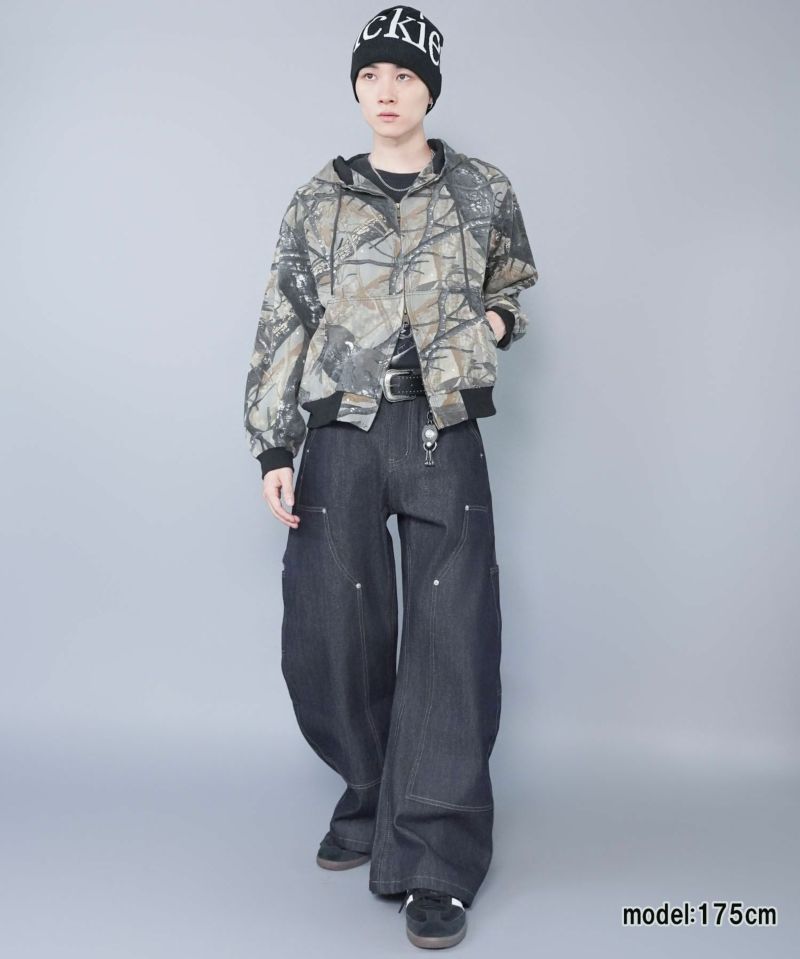 短丈ダブルジップアクティブジャケット/カモフラージュ/リアルツリー