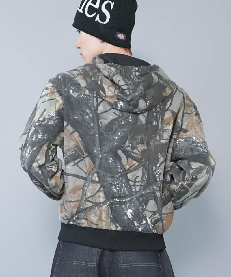 短丈ダブルジップアクティブジャケット/カモフラージュ/リアルツリー