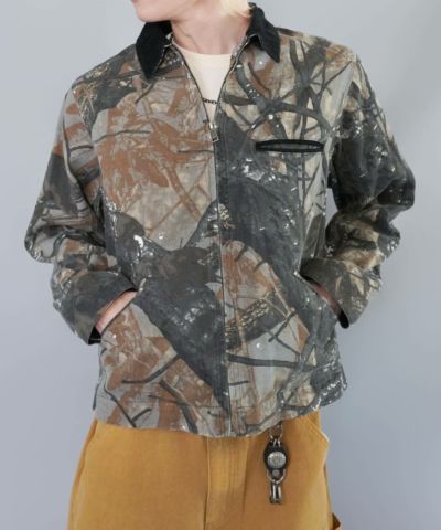 短丈ダブルジップアクティブジャケット/カモフラージュ/リアルツリー