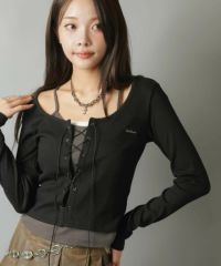 フェアリーグランジ itimi tops キャミソール ベロア レース 森ガール フェアリーグランジ itimi tops キャミソール ベロア レース 森