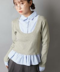 レイヤード風長袖ニット/シャツドッキング | SPINNS WEB STORE