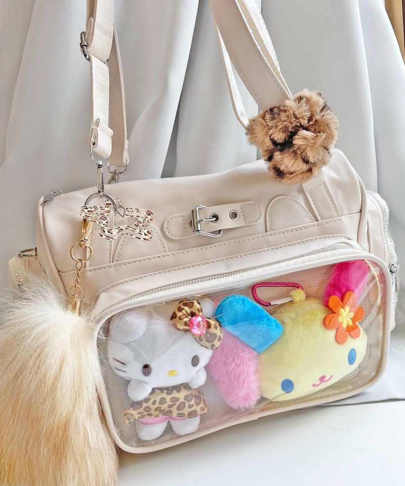 3WAY痛バッグ/クリアポケットショルダーバッグ/合皮/サイド