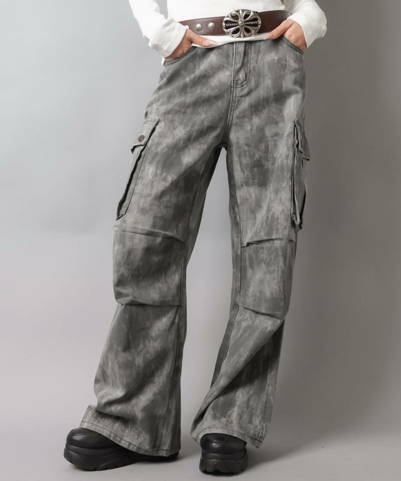 34%OFF】ツイルワイドカーゴパンツ/ムラ染め/2サイズ展開 | SPINNS WEB