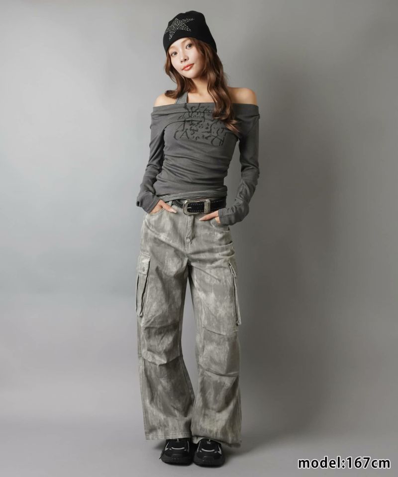 34%OFF】ツイルワイドカーゴパンツ/ムラ染め/2サイズ展開 | SPINNS WEB