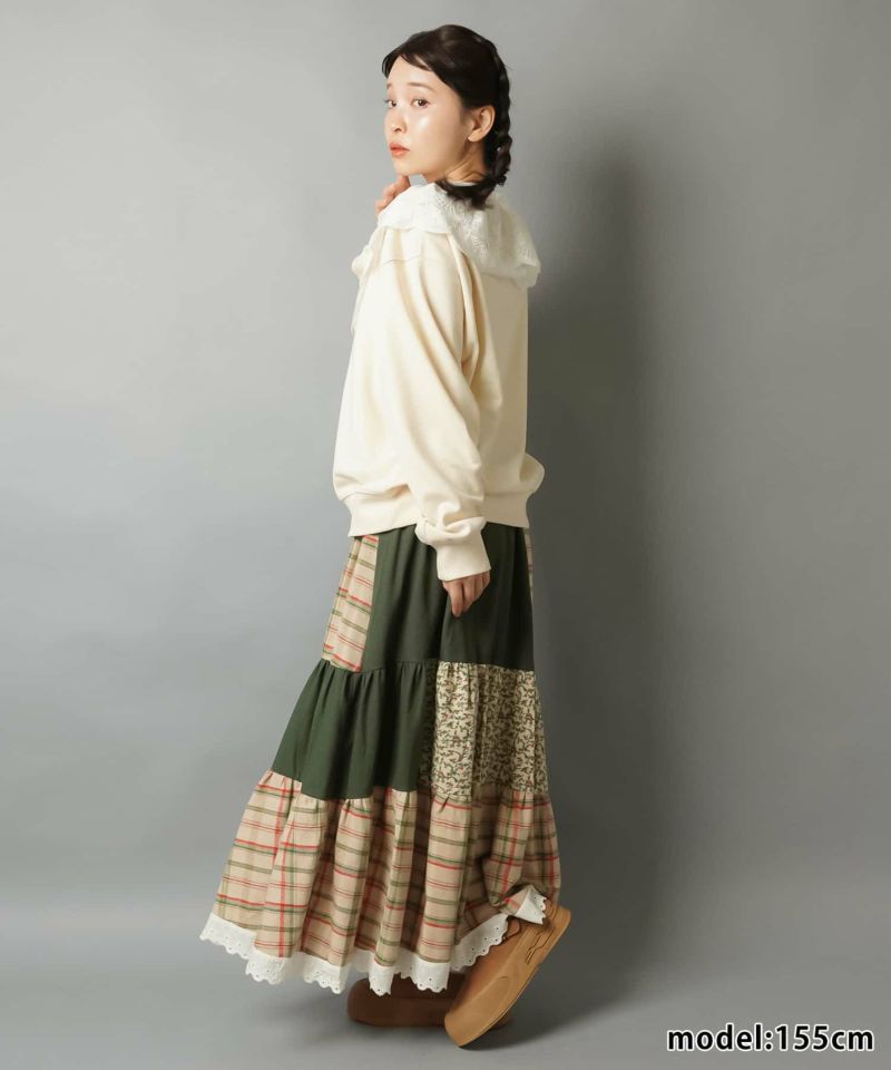 41%OFF】パッチワークロングスカート/チェック柄/小花柄/#NEO森