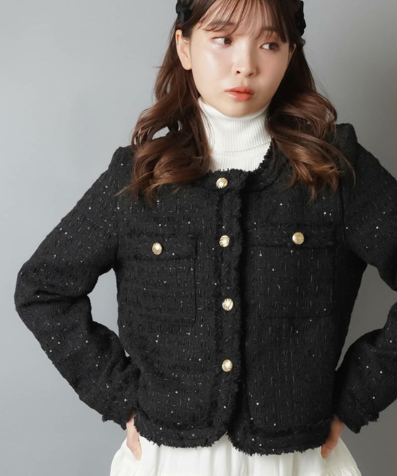 21%OFF】ノーカラーツイードジャケット | SPINNS WEB STORE