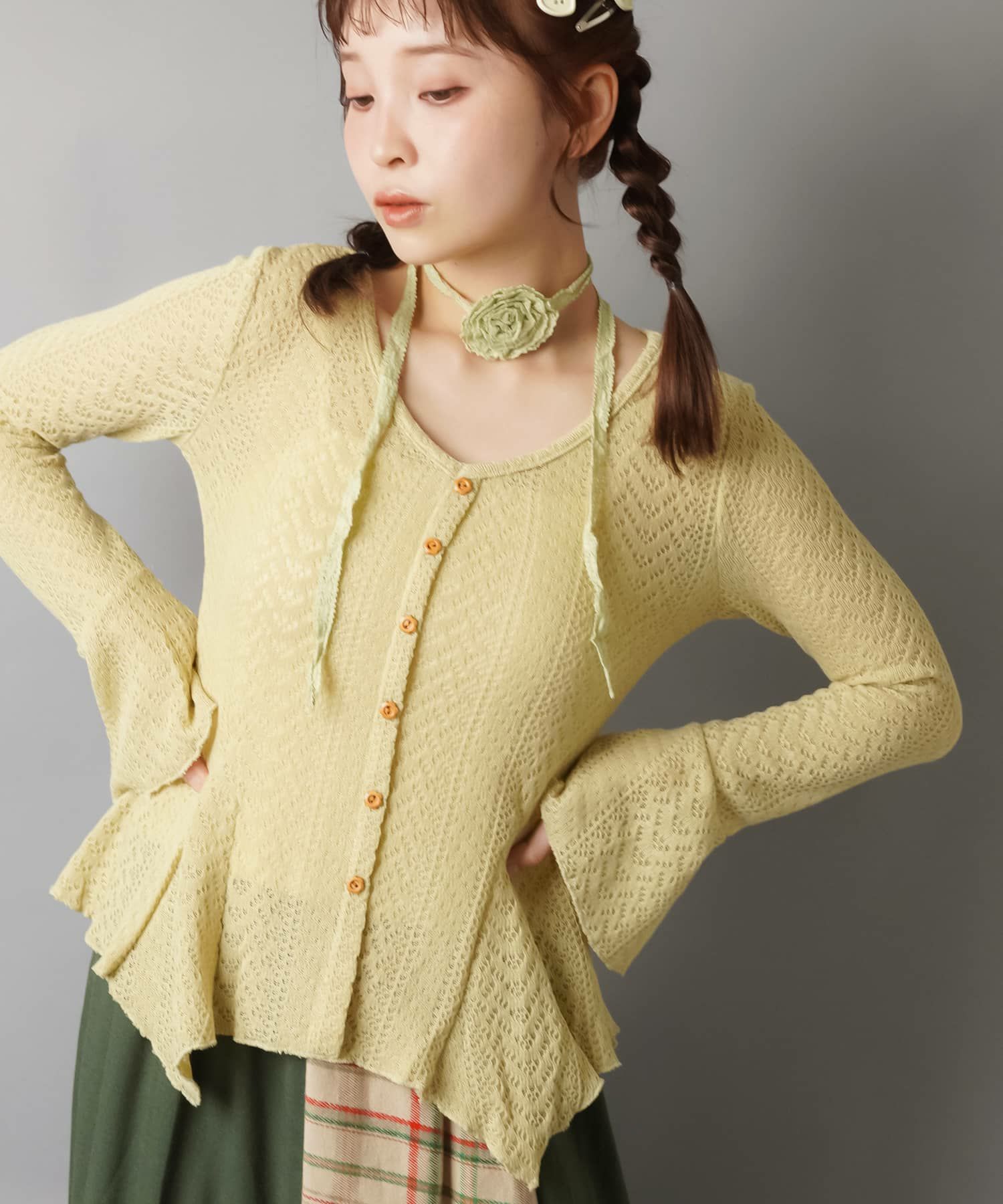 OZZ ONESTE レース フレアスリーブ ロングカーディガン lum-sy13-0.jpg