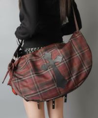 チェック柄ショルダーバッグ/ブラッククロス/#ロマンスパンク