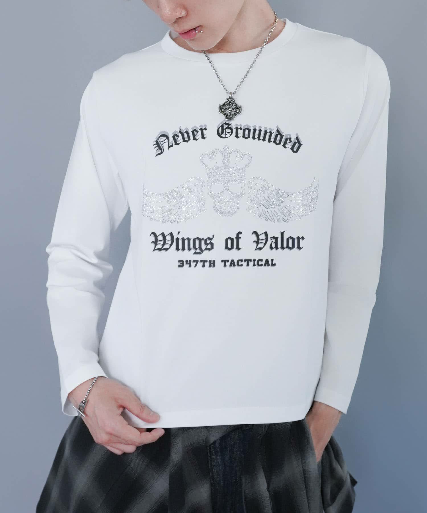 26%OFF】短丈ロングスリーブTシャツ/トライバルデザイン/ロンT