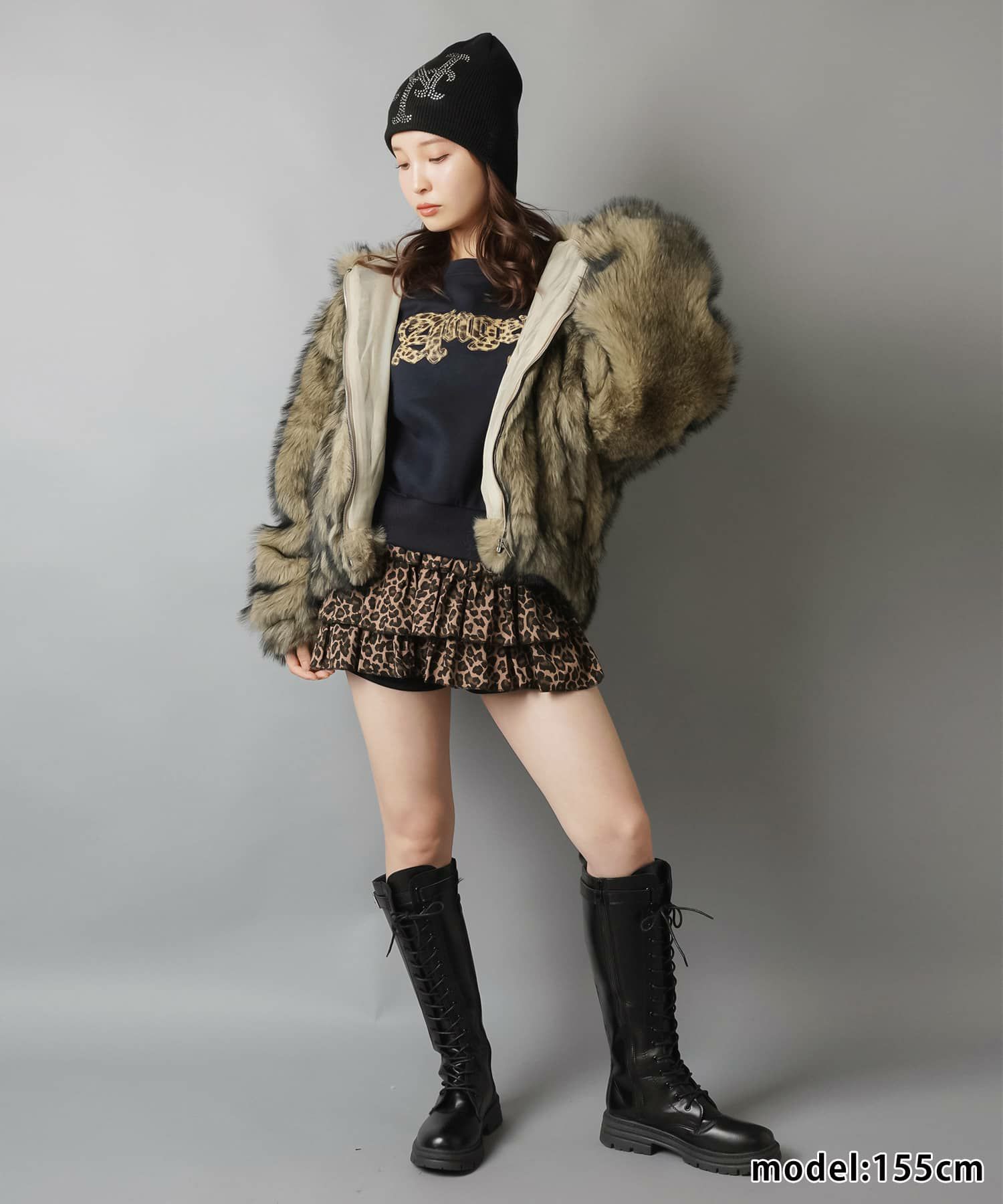 裏毛スウェット/ヒョウ柄貼り付けロゴ/レオパード | SPINNS WEB STORE