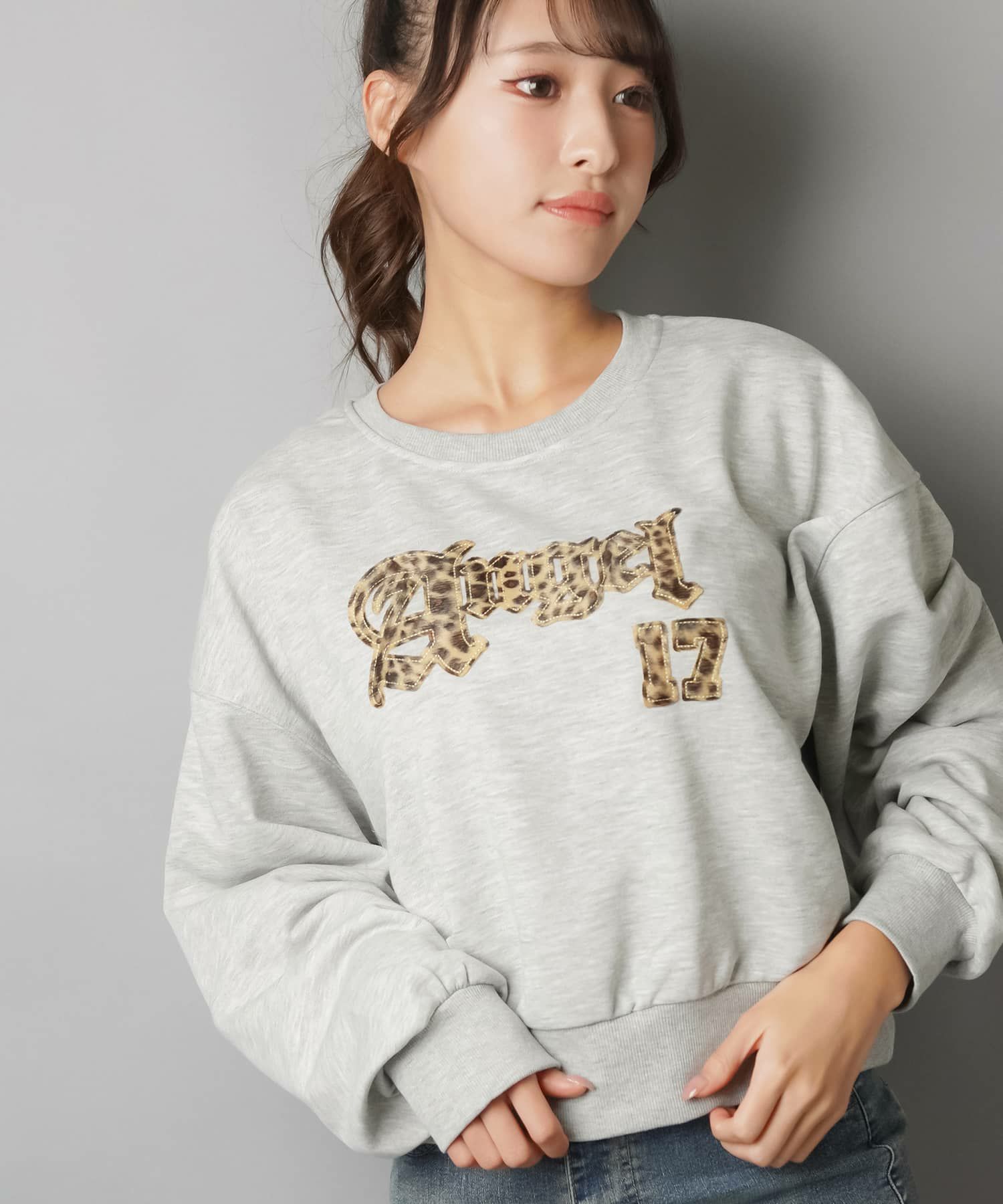 裏毛スウェット/ヒョウ柄貼り付けロゴ/レオパード | SPINNS WEB STORE