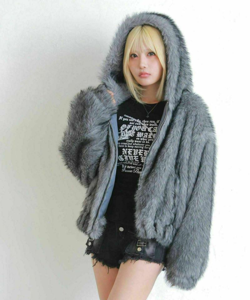 グルーミー　ファーブルゾン　スピンズ【急な支出のため期間限定値下げ！】 セール】フード付き ファーブルゾン（ブルゾン）｜ad thie（アドティエ