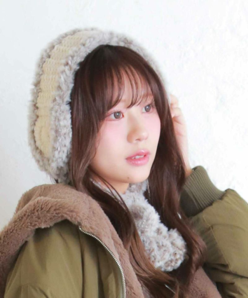 2WAYニットイヤーマフ/イヤマフ/耳あて/ネックウォーマー/ミックス