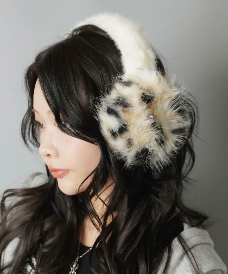 25%OFF】フェイクファーイヤーマフ/イヤマフ/耳あて/ヒョウ柄