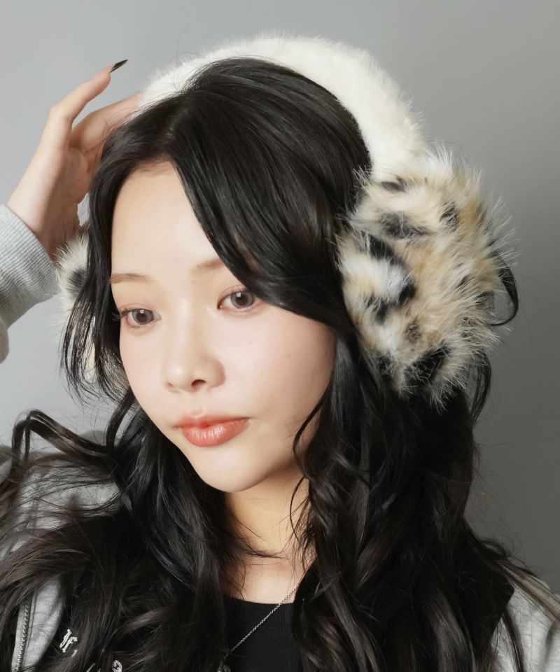 25%OFF】フェイクファーイヤーマフ/イヤマフ/耳あて/ヒョウ柄